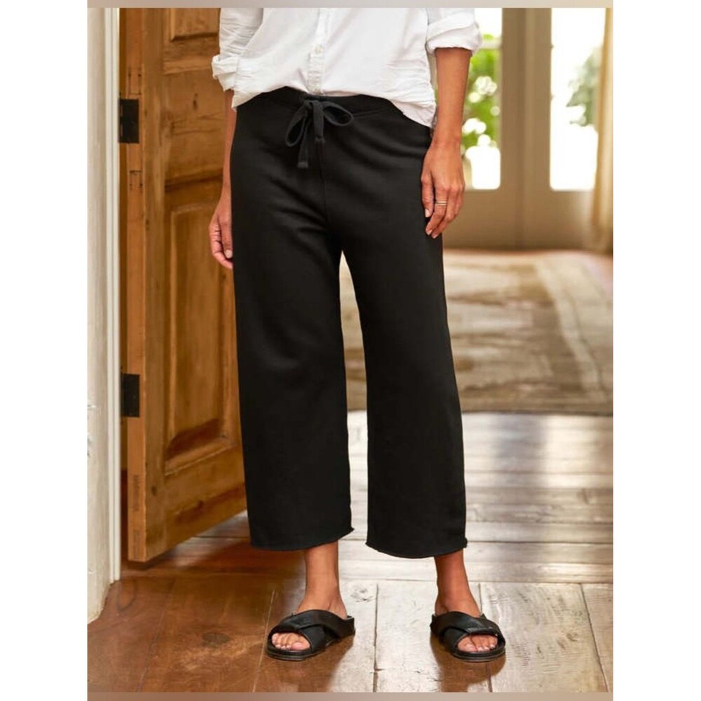 Frank & Eileen Catherine Black Cotton Cropped Wide Leg Pants Women’s Size Small